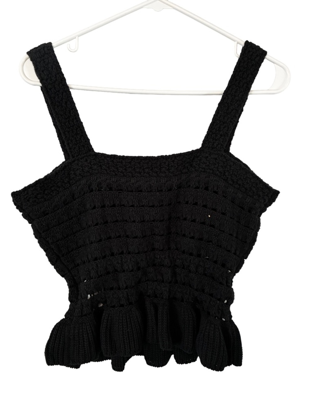 NWT J.Crew Black Crochet Ruffle Tank Small - Picture 5 of 5